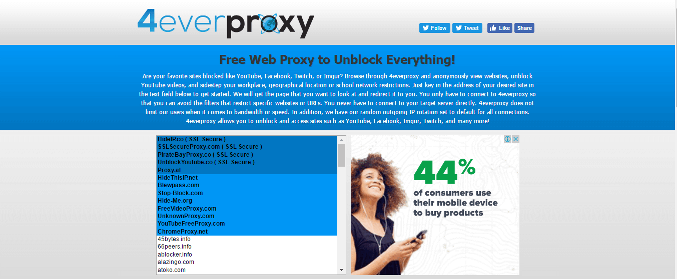 Proxy Sites List